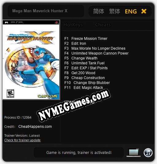 Mega Man Maverick Hunter X: Cheats, Trainer +11 [CheatHappens.com]