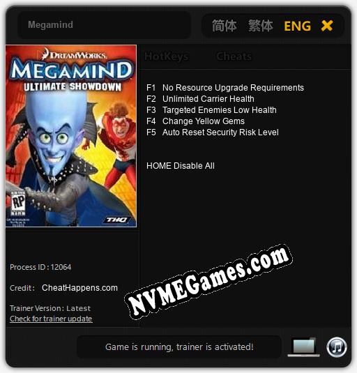 Treinador liberado para Megamind [v1.0.6]