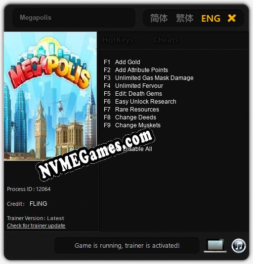 Megapolis: Trainer +9 [v1.2]