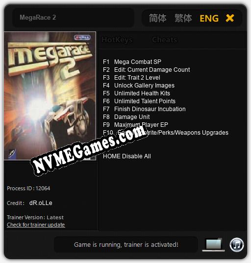 MegaRace 2: Trainer +10 [v1.1]