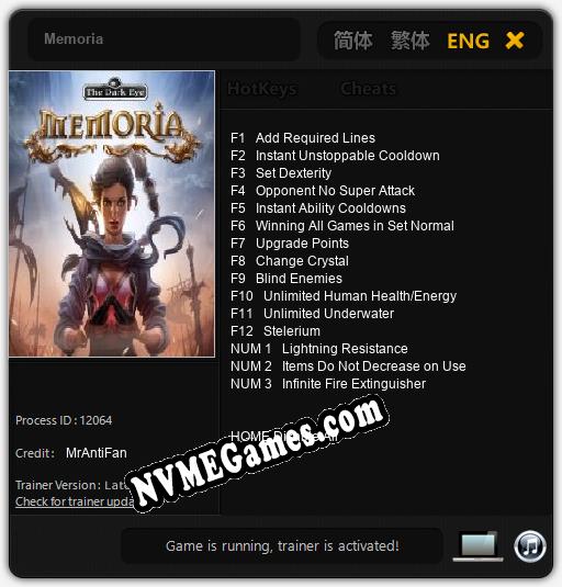 Memoria: Trainer +15 [v1.7]