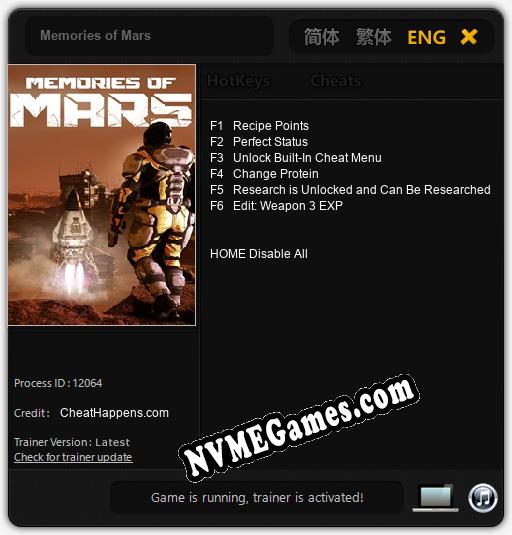 Memories of Mars: Cheats, Trainer +6 [CheatHappens.com]