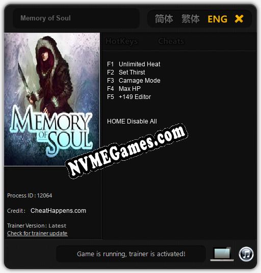 Memory of Soul: Cheats, Trainer +5 [CheatHappens.com]