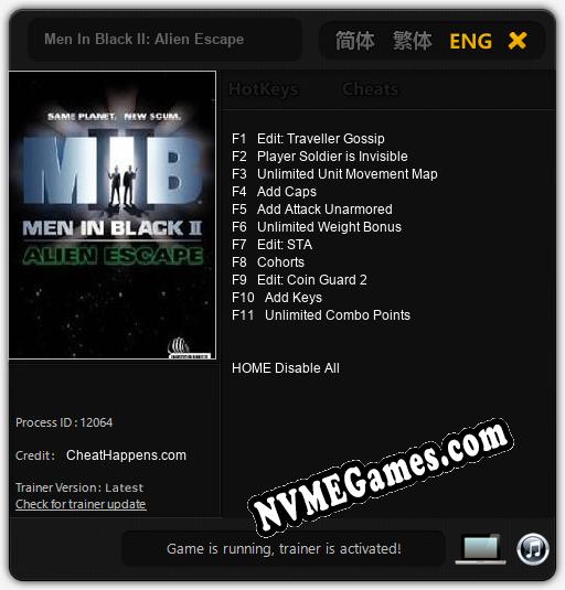 Men In Black II: Alien Escape: Cheats, Trainer +11 [CheatHappens.com]