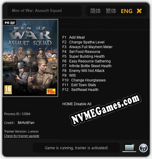 Men of War: Assault Squad: Trainer +12 [v1.2]