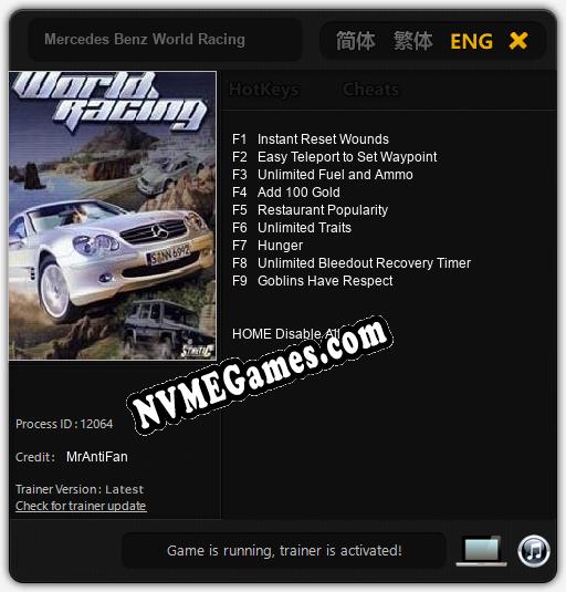 Mercedes Benz World Racing: Cheats, Trainer +9 [MrAntiFan]