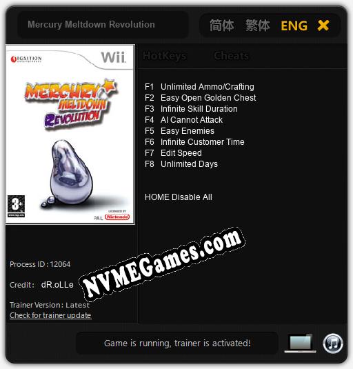 Mercury Meltdown Revolution: Trainer +8 [v1.1]