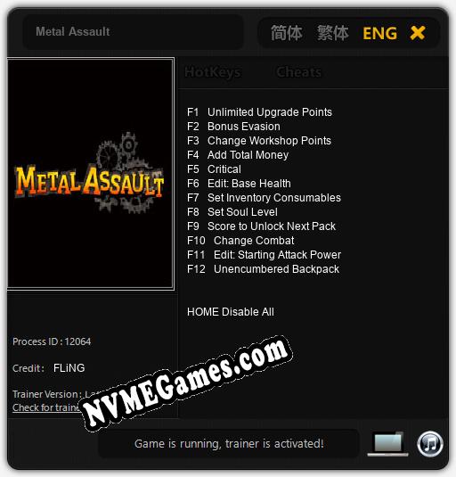 Metal Assault: Cheats, Trainer +12 [FLiNG]