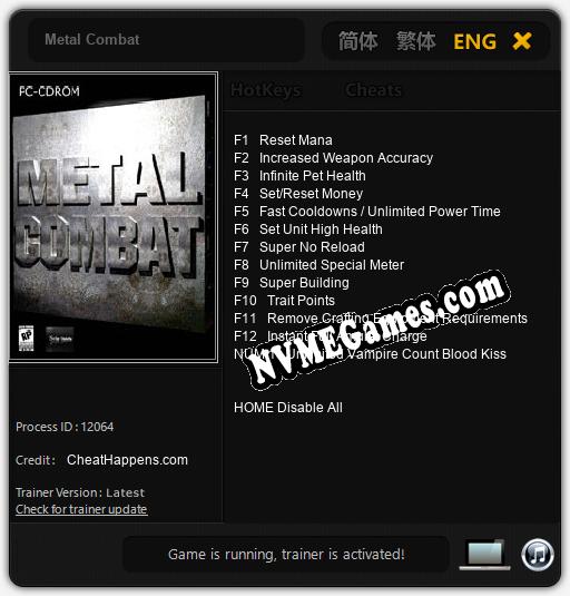 Metal Combat: Cheats, Trainer +13 [CheatHappens.com]