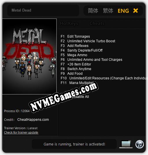 Treinador liberado para Metal Dead [v1.0.3]