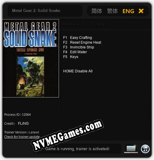 Metal Gear 2: Solid Snake: Cheats, Trainer +5 [FLiNG]