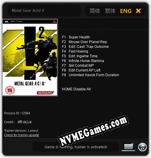 Metal Gear Acid 2: Cheats, Trainer +9 [dR.oLLe]