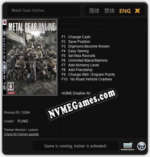 Metal Gear Online: Cheats, Trainer +10 [FLiNG]