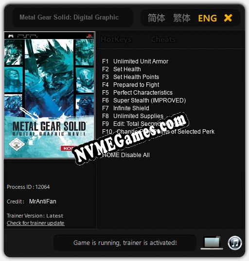 Metal Gear Solid: Digital Graphic Novel: Cheats, Trainer +10 [MrAntiFan]