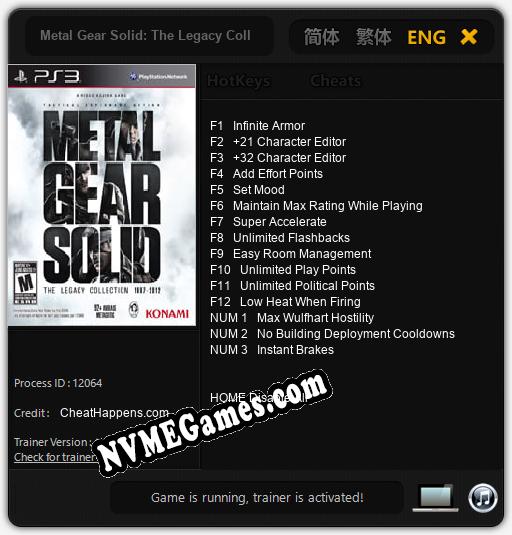 Metal Gear Solid: The Legacy Collection: Cheats, Trainer +15 [CheatHappens.com]