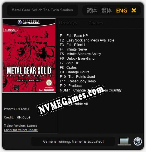 Metal Gear Solid: The Twin Snakes: Trainer +13 [v1.5]