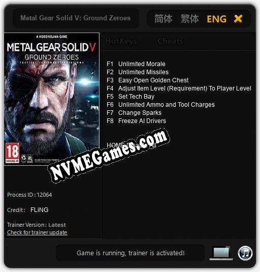 Metal Gear Solid V: Ground Zeroes: Trainer +8 [v1.9]