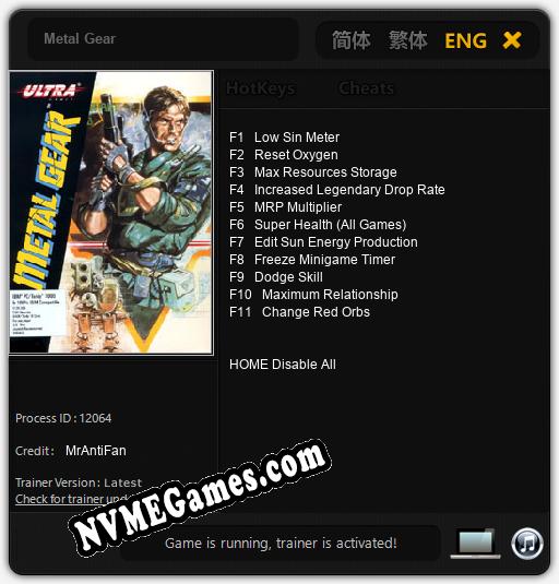 Metal Gear: Treinador (V1.0.82)