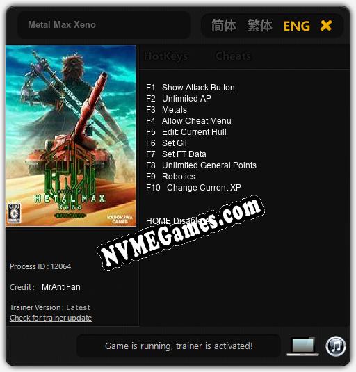 Treinador liberado para Metal Max Xeno [v1.0.4]