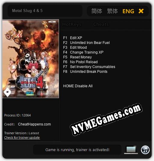 Metal Slug 4 & 5: Trainer +8 [v1.3]