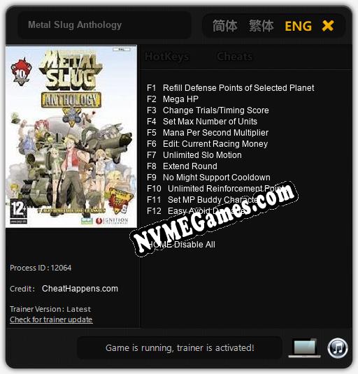 Treinador liberado para Metal Slug Anthology [v1.0.8]