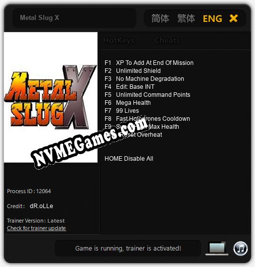 Metal Slug X: Trainer +10 [v1.1]