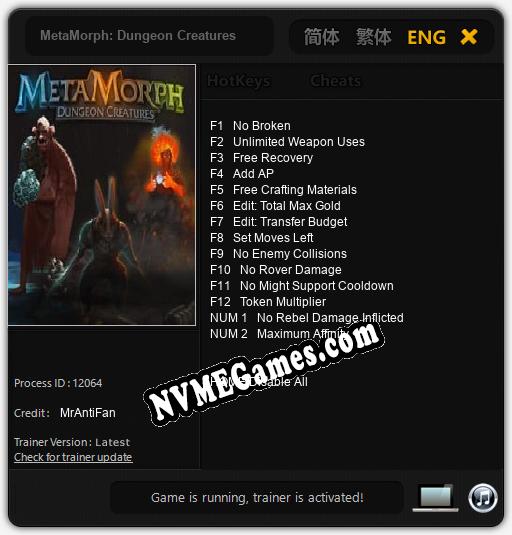 MetaMorph: Dungeon Creatures: Cheats, Trainer +14 [MrAntiFan]