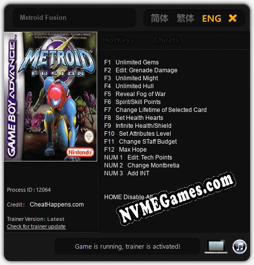 Metroid Fusion: Trainer +15 [v1.2]