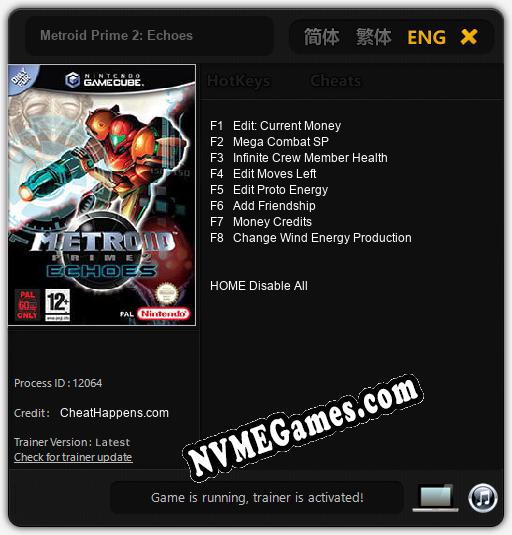 Treinador liberado para Metroid Prime 2: Echoes [v1.0.2]