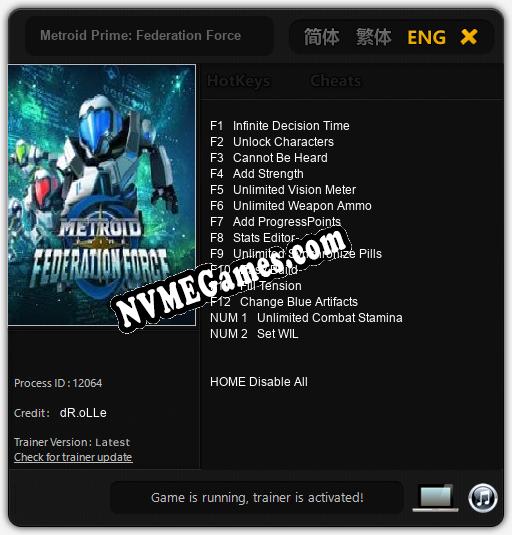 Metroid Prime: Federation Force: Treinador (V1.0.34)