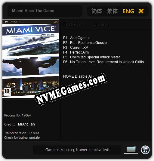 Miami Vice: The Game: Treinador (V1.0.54)