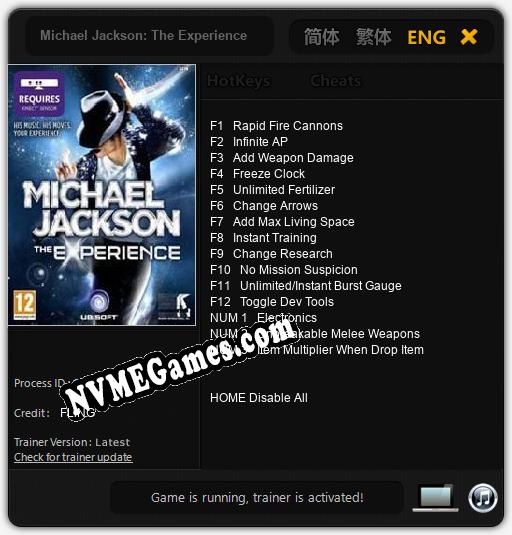 Michael Jackson: The Experience: Trainer +15 [v1.9]