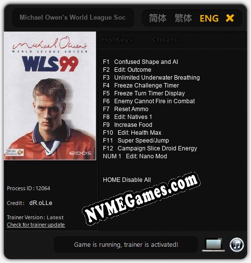 Michael Owen’s World League Soccer ‘99: Cheats, Trainer +13 [dR.oLLe]