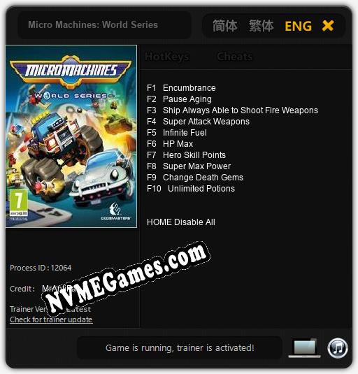 Treinador liberado para Micro Machines: World Series [v1.0.6]