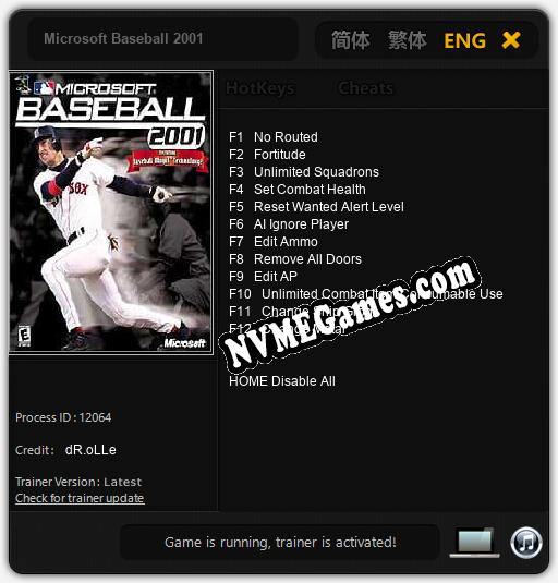 Microsoft Baseball 2001: Treinador (V1.0.45)