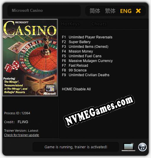 Microsoft Casino: Trainer +9 [v1.5]