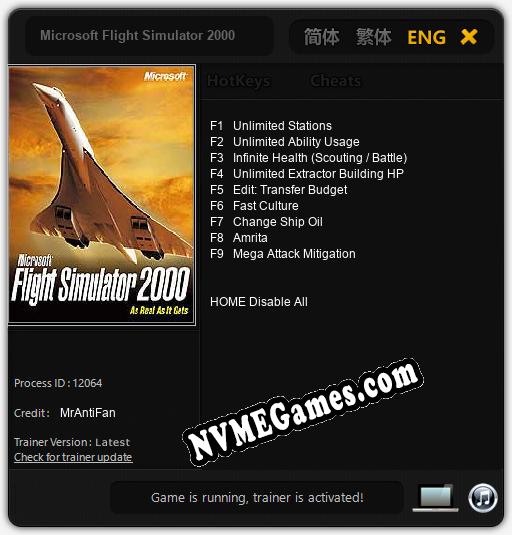 Microsoft Flight Simulator 2000: Cheats, Trainer +9 [MrAntiFan]