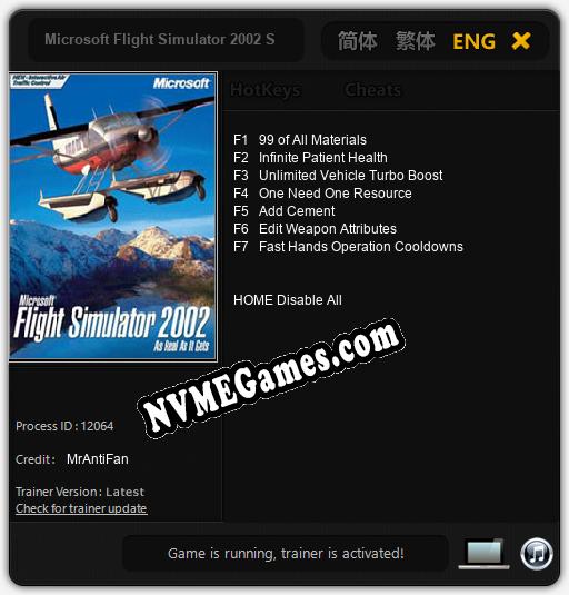 Microsoft Flight Simulator 2002 Standard Edition: Treinador (V1.0.48)