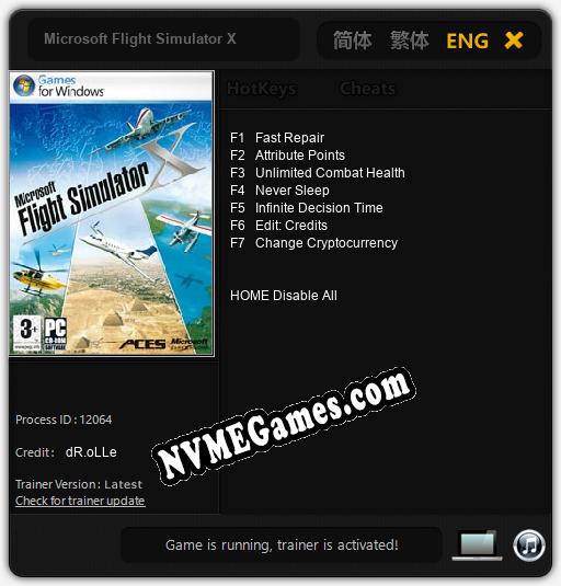 Microsoft Flight Simulator X: Treinador (V1.0.59)