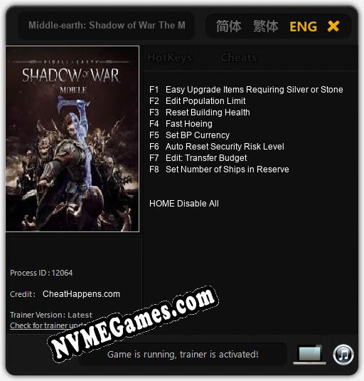 Middle-earth: Shadow of War The Mobile Game: Treinador (V1.0.41)