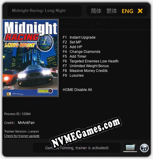 Midnight Racing: Long Night: Trainer +9 [v1.4]