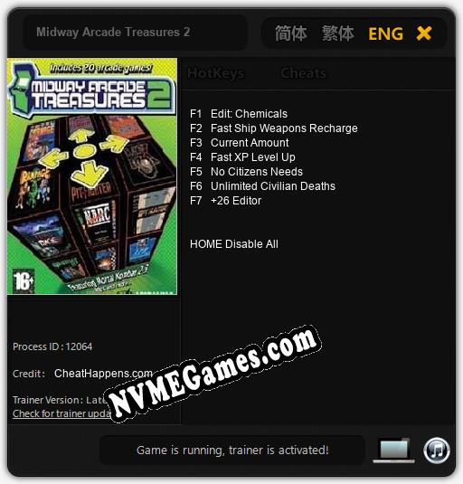 Treinador liberado para Midway Arcade Treasures 2 [v1.0.8]