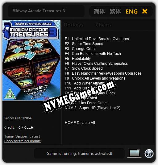 Midway Arcade Treasures 3: Cheats, Trainer +15 [dR.oLLe]