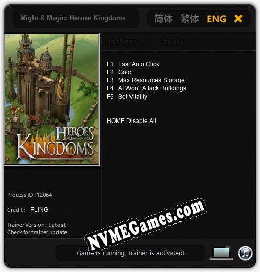 Treinador liberado para Might & Magic: Heroes Kingdoms [v1.0.5]