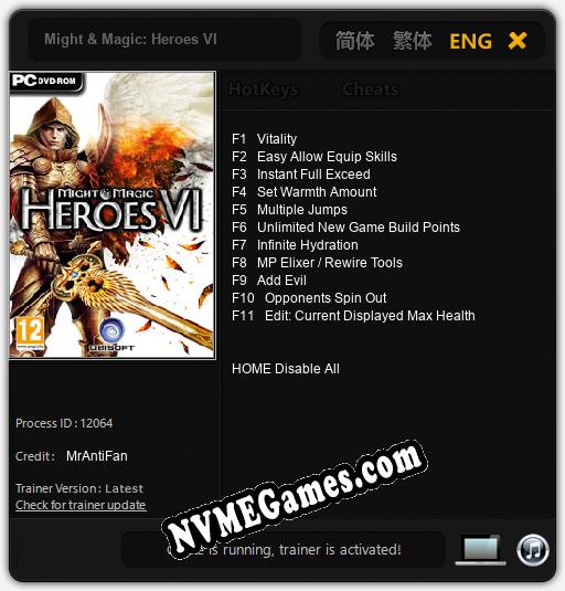 Might & Magic: Heroes VI: Treinador (V1.0.50)