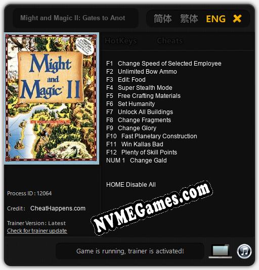 Might and Magic II: Gates to Another World: Treinador (V1.0.47)