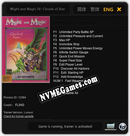 Might and Magic IV: Clouds of Xeen: Treinador (V1.0.82)