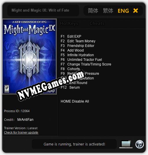 Might and Magic IX: Writ of Fate: Cheats, Trainer +12 [MrAntiFan]