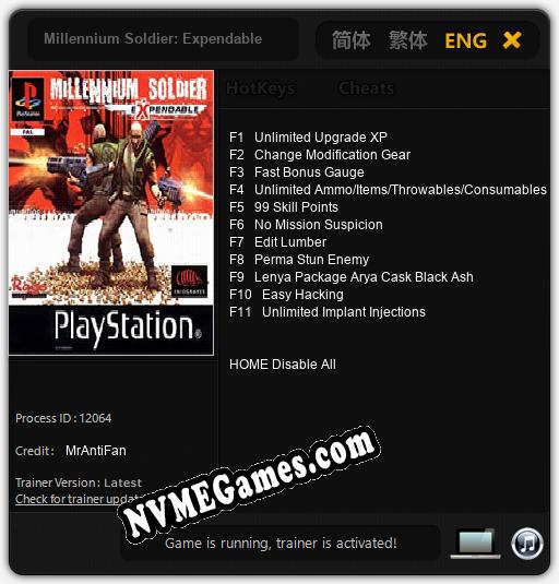 Millennium Soldier: Expendable: Treinador (V1.0.63)