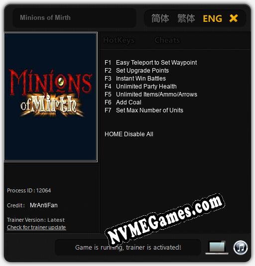 Minions of Mirth: Trainer +7 [v1.8]